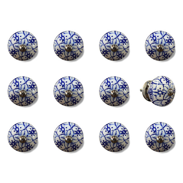 TODAY DECOR Todaydecor 1.5" X 1.5" X 1.5" White Blue And Silver Knobs